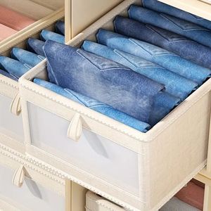 Nano bianco stile lino pieghevole contenitore per vestiti pesante Organizer impilabile armadio sotto il letto mensola del guardaroba - Product Image 4