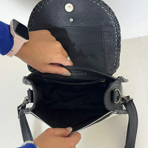 Nouveau sac à main bandoulière en cuir de vachette à poils vintage western, clouté, élégant, turquoise, concho, grande capacité, pour femmes - Product Image 6