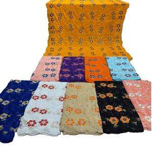 Cotton Dray Lace Heavy Embroidery Work 4.5 Yards Wrapper - Product Image 3