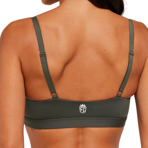 Soutien-gorge de sport vert Peekaboo pour femme avec logo personnalisé, en nylon et élasthanne, style balcon, soutien léger, idéal pour le yoga et l'entraînement fitness - Product Image 6