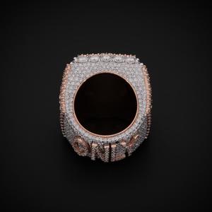 <b>Men's</b> 925 <b>Silver</b> Rose Gold Plated 'TGO' Lion Champion Cluster <b>Ring</b> for Bachelor Party Hip Hop Statement Inlay <b>Ring</b> - Product Image 6