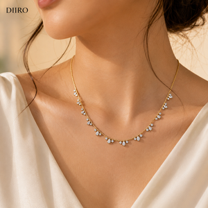 Collar de Diamantes en Forma de Lágrima, Oro Amarillo Vermeil de 14K, Joyería de Lujo para Boda, Collar Elegante con Moissanita Redonda - Product Image 4