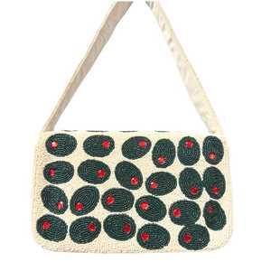 White Olive Beaded Shoulder Bag Handmade <b>Sequin</b> Fruit Purse Dirty Martini Party Bag Staud-Inspired Beaded <b>Handbag</b> Gift - Product Image 4