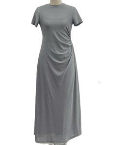 Vestido Midi de Crepé para Mujer, Estilo Urbano, con Cintura Imperio de un Solo Lado, Diseño Sólido, Antiestático, para Caminar o Viajar en Verano - Product Image 4