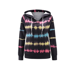 Sweat-shirt à capuche tie-dye pour femme, manches longues, tricoté, respirant, décontracté, pour l'automne - Product Image 1