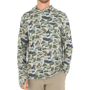 Camisa de pesca de manga larga con capucha, camuflaje, diseño personalizado al por mayor, sublimada, de algodón, con zapatos a juego. - Product Image 1