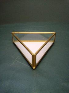 Artisan Design Brass/Glass Lacquered Finish Triangle Modern <b>Storage</b> <b>Tray</b> for Table Top Jewelry and Cosmetic Display - Product Image 3