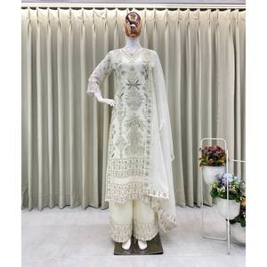 Hermoso conjunto de salwar kameez XL para fiesta, con top y pantalón, y dupatta de poliéster, elegante y con estilo. - Product Image 2