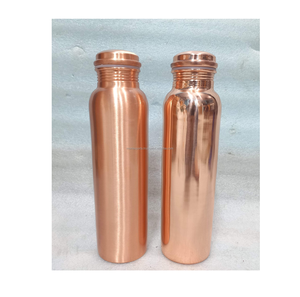 Eco friendly pure copper drinking <b>bottle</b> with threaded lid for clean water storage and daily healthy hydration routine - Product Image 4
