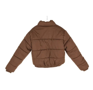 Blouson matelassé marron pour homme, coupe-vent, col montant, décontracté, coupe régulière, rembourrage en polyester épais, longueur courte, fermeture boutonnée - Product Image 3
