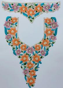 Women's Fashion Embroidery Neck <b>Patches</b> Elegant Floral Design <b>Sew</b>-<b>On</b> Soft Orgeza Fabric Casual Festive Wear Home Textiles Honey - Product Image 6