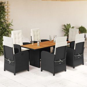 Conjunto de Comedor para Jardín Mediano en Color Negro, Marrón, Crema y Blanco, con Mimbre Sintético - Product Image 1