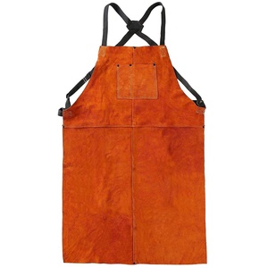 Heavy Duty Durable Brown Color Cowhide Split <b>Leather</b> Welding Bib <b>Apron</b> Fire Resistant Workwear for Welders <b>Aprons</b> - Product Image 1