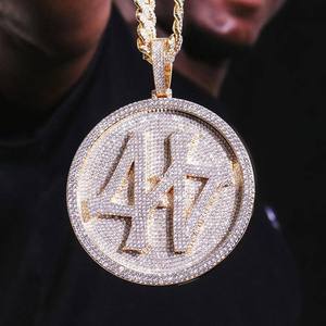 Pendentif Numérique Personnalisé Sertie de Diamants Moissanite, Plaqué Or 18 carats, Argent Sterling, Bijou Hip Hop Unisexe - Product Image 2