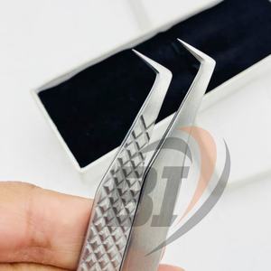 Pinzas de extensión de pestañas de 90 grados con logotipo personalizado, marca privada profesional, bota delgada de acero inoxidable puntiaguda - Product Image 2