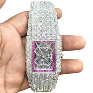 Fournisseur professionnel de montres en diamants cultivés en laboratoire pour hommes, usage professionnel, verre 20 mm, mouvement à quartz, style luxueux, prix d'usine, Inde - Product Image 4