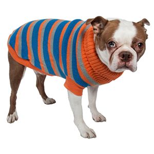 Maglione Polo per Cani a Righe in Maglia Pesante, Abbigliamento Alla Moda per Animali Domestici - Product Image 1