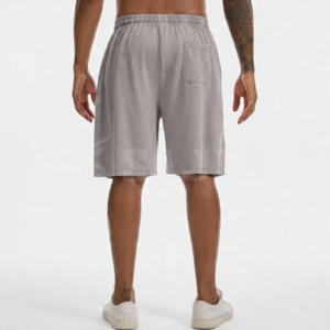 Shorts Bermuda Décontractés pour Hommes en Coton Mélangé Écologique, Respirants, à Séchage Rapide, Taille Mi-Haute Élastique, en Tissu Oxford Tricoté Uni - Product Image 4