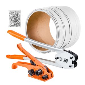 Kit Sigillatore per Nastro Resistente con Nastro in PET/PP da 100 m e 100 Sigilli Metallici per Imballaggio Manuale di Pallet - Product Image 1