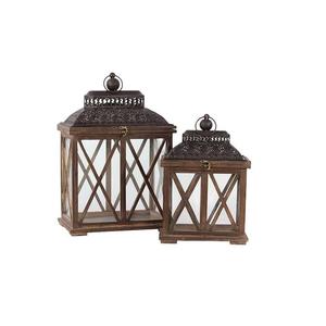 Faroles Colgantes y de Pie para Decoración del Hogar, Color Marrón, para Iluminación Exterior, Faroles de Madera Natural para Velas - Product Image 6