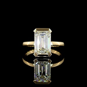 Minimalist 3CT Emerald Shape Diamond <b>Ring</b> Thick Corner Prong Bezel Setting IGI Certified Solid <b>Gold</b> Luxury Bride Engagement <b>ring</b> - Product Image 1