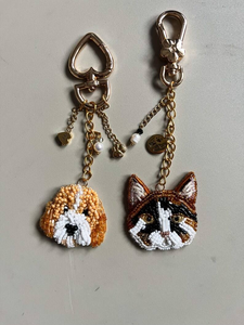 Llavero con Cuentas y Retrato de Mascota, Colgantes y Amuletos Conmemorativos Personalizados para Mascotas, Llavero con Foto Bordada para Amantes de las Mascotas - Product Image 1