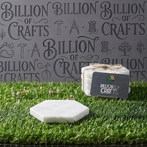 Premium Eco-Friendly Classic <b>White</b> Marble Hexagon <b>Coaster</b> Set of 6 - Product Image 1