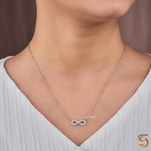Collar Infinito de Moissanita en Oro Sólido de 10K, Oro Blanco de 14K |   Colgante Infinito |   Collar Minimalista con Diamantes |   Hermanos Satani - Product Image 4