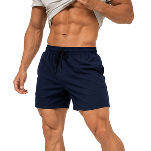 Men's Solid Green Quick Dry Drawstring Shorts Casual Mid Rise <b>Elastic</b> Waist Short Pants - Product Image 1