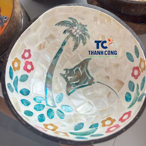 Cuenco de Coco de Vietnam con Incrustaciones de Madreperla, Souvenir, Bajo MOQ, Precio Económico, Venta al por Mayor Directa de Fábrica, Oferta a Granel - Product Image 1