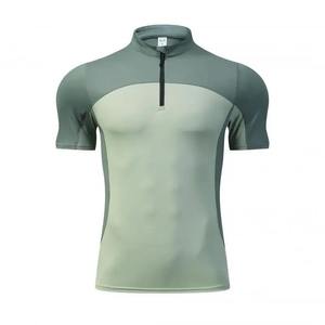 T-shirt décontracté à manches courtes pour homme, col rond, rayé, color-block, respirant, séchage rapide, coupe classique, en polyester tricoté, longueur standard - Product Image 1