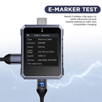 Testeur de puissance USB C 4-50V avec puce E-Marker et écran LCD 1,54 pouces, enregistrement des données