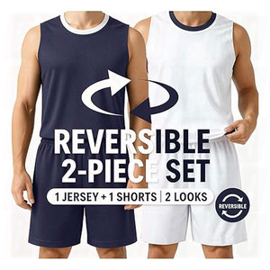 ชุดบาสเก็ตบอลแบบสั่งทำสำหรับผู้ใหญ่รุ่นใหม่ล่าสุด ระบายเหงื่อได้ดี ชุดกีฬาแบบกลับด้านได้ เสื้อทีมบาสเก็ตบอล - Product Image 2