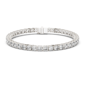 Pulsera de tenis de oro blanco de 14k con diamantes cultivados en laboratorio y micro pavé, chapada en rodio - Joyería de lujo para mujer para bodas - Product Image 1