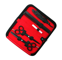 Ensemble de ciseaux de barbier professionnels OEM de haute qualité en acier inoxydable, lames aiguisées de sécurité, lames de 6 pouces, kit de coupe de cheveux noir