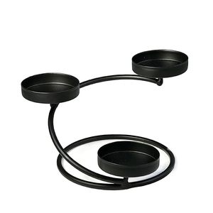 Modern Black Steel Candelabra <b>Tea</b> <b>Light</b> Candle Stand Centerpiece with Clear Glass Tealight Holders for Home Decor Dining Table - Product Image 3