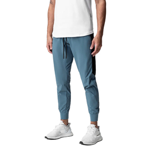 Pantalones de hombre azules con cintura elástica, cordón lateral con rayas, estilo casual, transpirables, de spandex y poliéster, para otoño. - Product Image 2