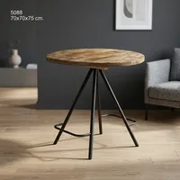 Table de bar moderne en fer et bois, plateau rond en bois massif, base trépied en métal noir, hauteur de comptoir, table de bistrot pour la maison et les restaurants