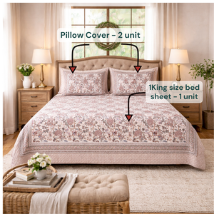 Parure de lit 3 pièces en coton classique imprimé à la main de Jaipur, taille King, teintures non toxiques, douce, respirante, écologique, 200 fils/cm² - Product Image 6