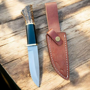 Couteau Skinner artisanal de qualité supérieure en acier D2, lame pleine longueur, manche en bois de cerf et micarta, étui en cuir, personnalisable, OEM - Product Image 2