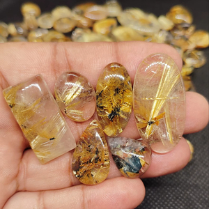 Natural Golden Rutile Quartz Oval Gemstone for <b>Necklace</b> Making for Jewellery Creativity - Product Image 2