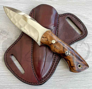 Cuchillo de Caza D2 de Acero Hecho a Mano Personalizado OEM, Cuchillo EDC de Hoja Fija con Mango de Madera para Camping y Actividades al Aire Libre con Funda de Cuero, Regalo - Product Image 6