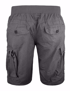 Shorts cargo décontractés pour hommes, taille élastique, six poches, en coton uni teint, respirant, infroissable, séchage rapide, écologique - Product Image 3