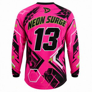 Custom <b>Neon</b> <b>Pink</b> Dirt Bike Shirt Custom Full Sublimation Men's Long Sleeve Off Road MX Racing Jersey Team Wear - Product Image 3