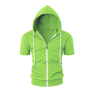 Sudadera con Capucha y Cremallera de Manga Corta para Hombre, Moderna y Elegante, Ropa Deportiva de Alta Calidad, Color Sólido, Prenda Deportiva a la Moda para Hombre - Product Image 1
