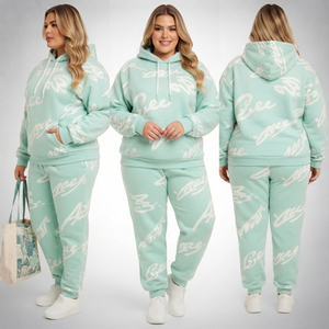 Ensemble survêtement imprimé pour femme grande taille, sweat à capuche et pantalon de jogging, tenue décontractée d'hiver, ensemble de survêtement à capuche en molleton français pour femme - Product Image 5