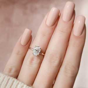 Bijoux fins de luxe, or jaune 9 carats, certificat IGI, diamant de laboratoire 2,5 carats, coupe ovale, bague de fiançailles solitaire, bague de mariage - Product Image 3