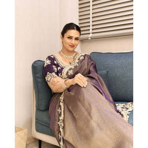 Designer Wedding <b>Saree</b> with Zari Embroidery Work for Parties - Product Image 1