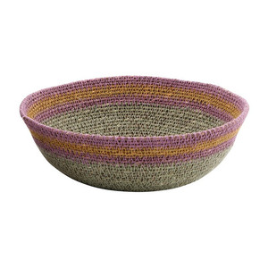 Corbeille à fruits ronde en jonc de mer tressé à la main, multicolore, écologique, pour la décoration de table, vente en gros - Product Image 1