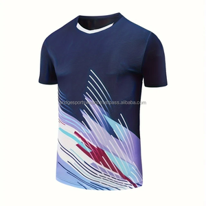 เสื้อแบดมินตันผู้ชายแบบกำหนดโลโก้เอง โลโก้ทีม โพลีเอสเตอร์ แขนสั้น ระบายอากาศ แห้งเร็ว ไซส์ใหญ่ ชุดฝึกซ้อม ชุดทีม - Product Image 2